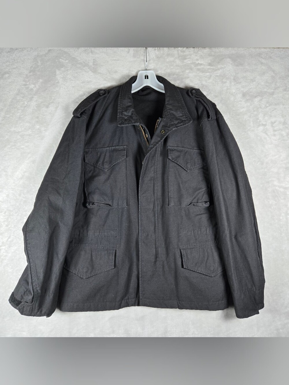 Alpha Industries M-65 Long Field Jacket Mens Size Medium Black Full Zip Read Des